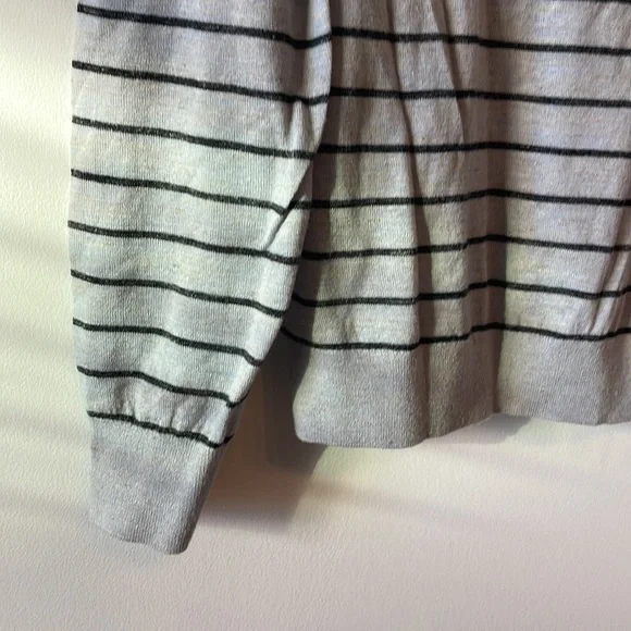 Vince Mens Stripe Crewneck Wool & Linen Sweater Medium Heather Grey Blue $225